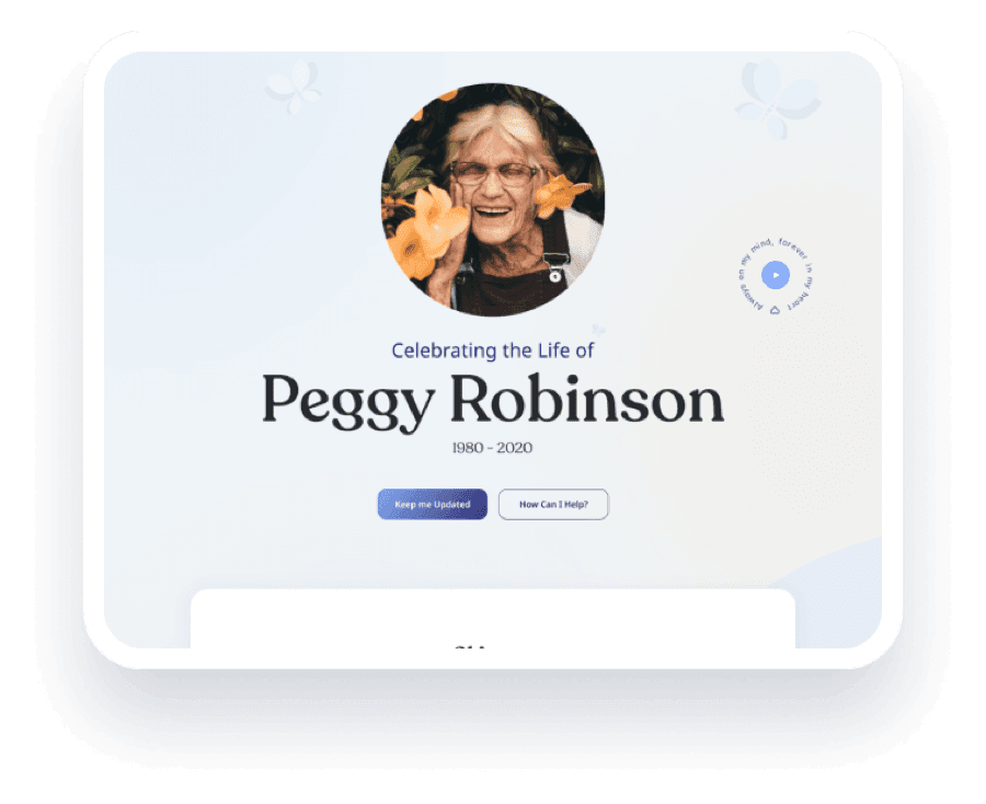 A memorial page open on a laptop